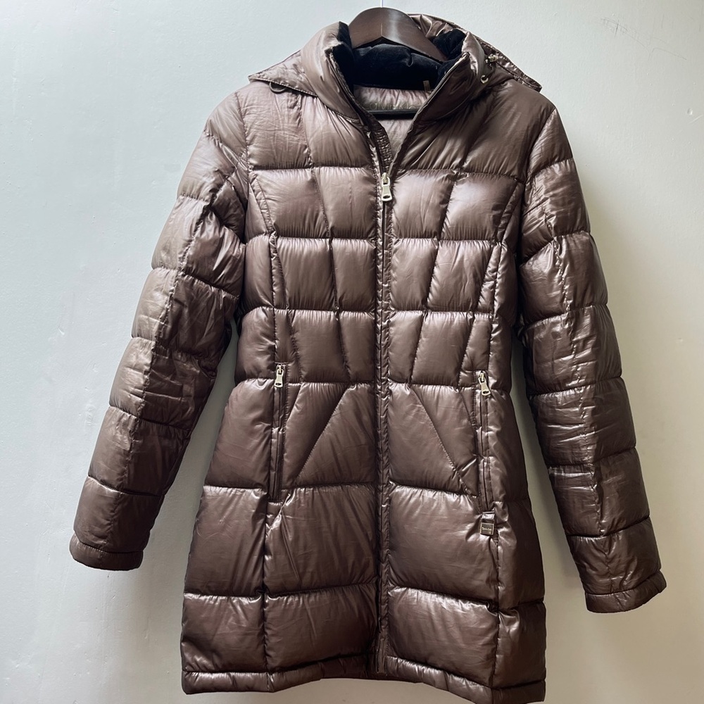 Calvin Klein Glossy Brown Packable Puffer Jacket Down Filled Size XS